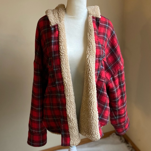 Wild Fable Sherpa Lined Flannel Button Shacket - Picture 5 of 10